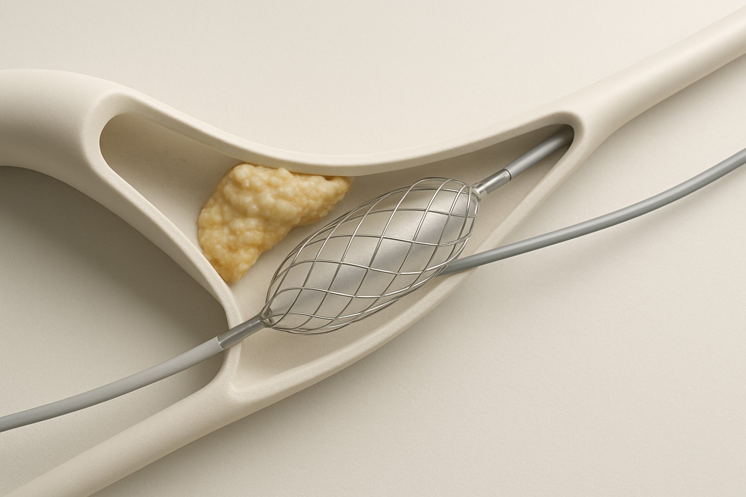 Chronic total occlusion PCI — illustrative scientific rendering