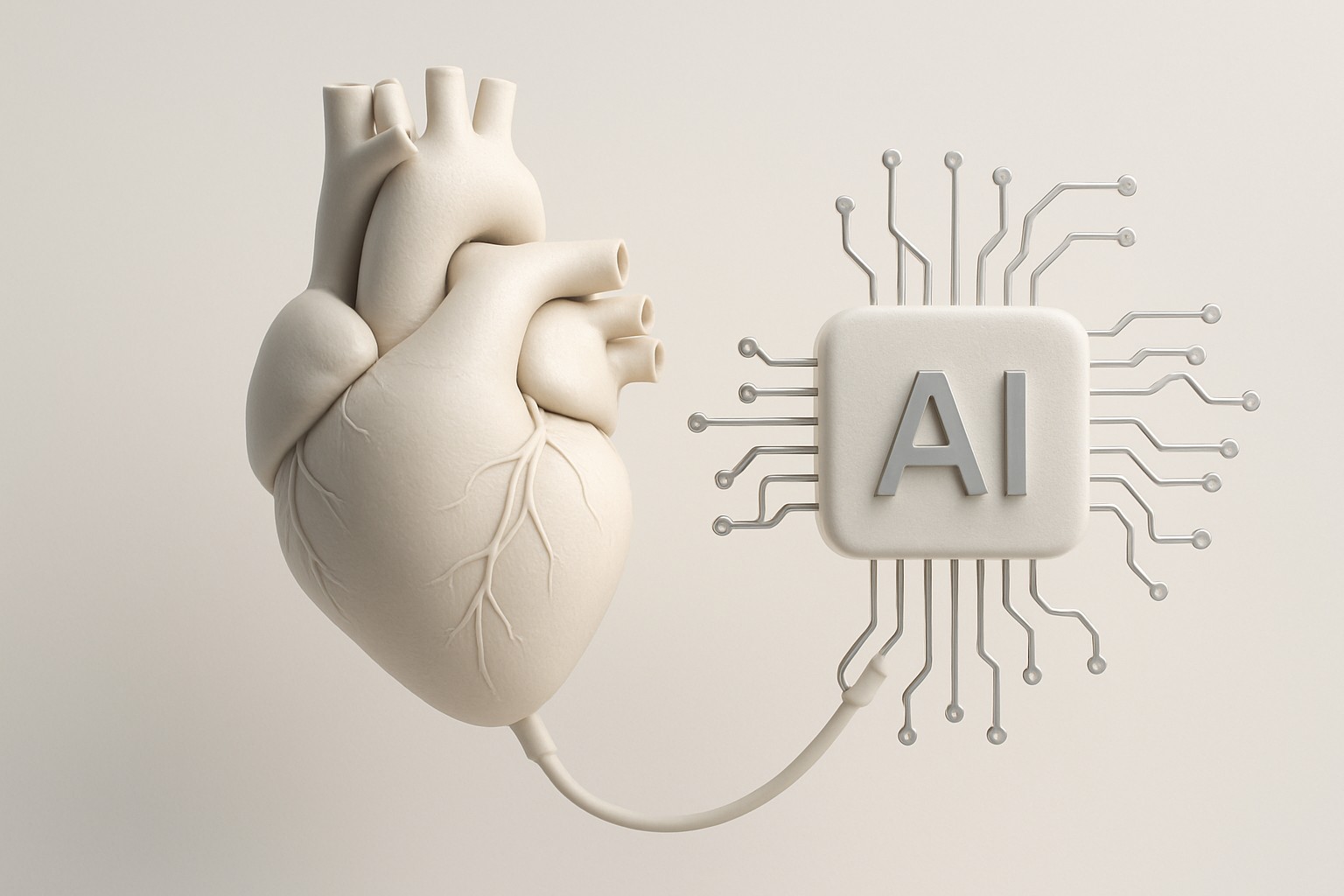 Artificial intelligence in cardiology — illustrative scientific rendering