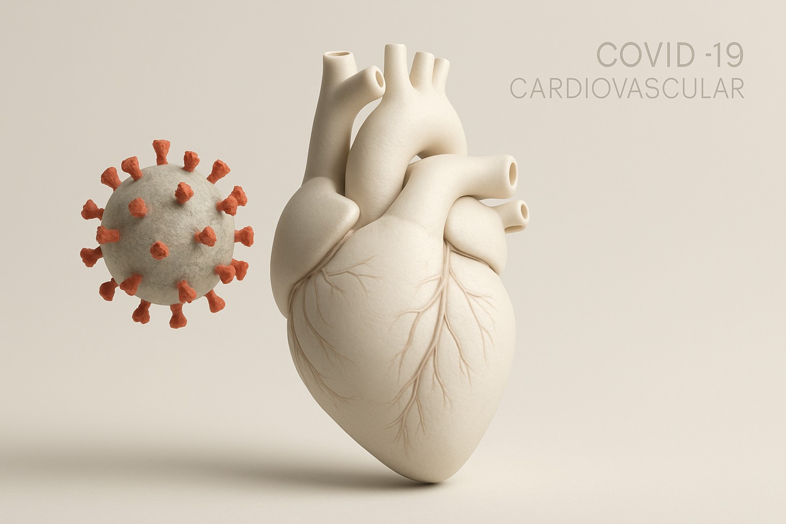 COVID-19 cardiovascular — illustrative scientific rendering